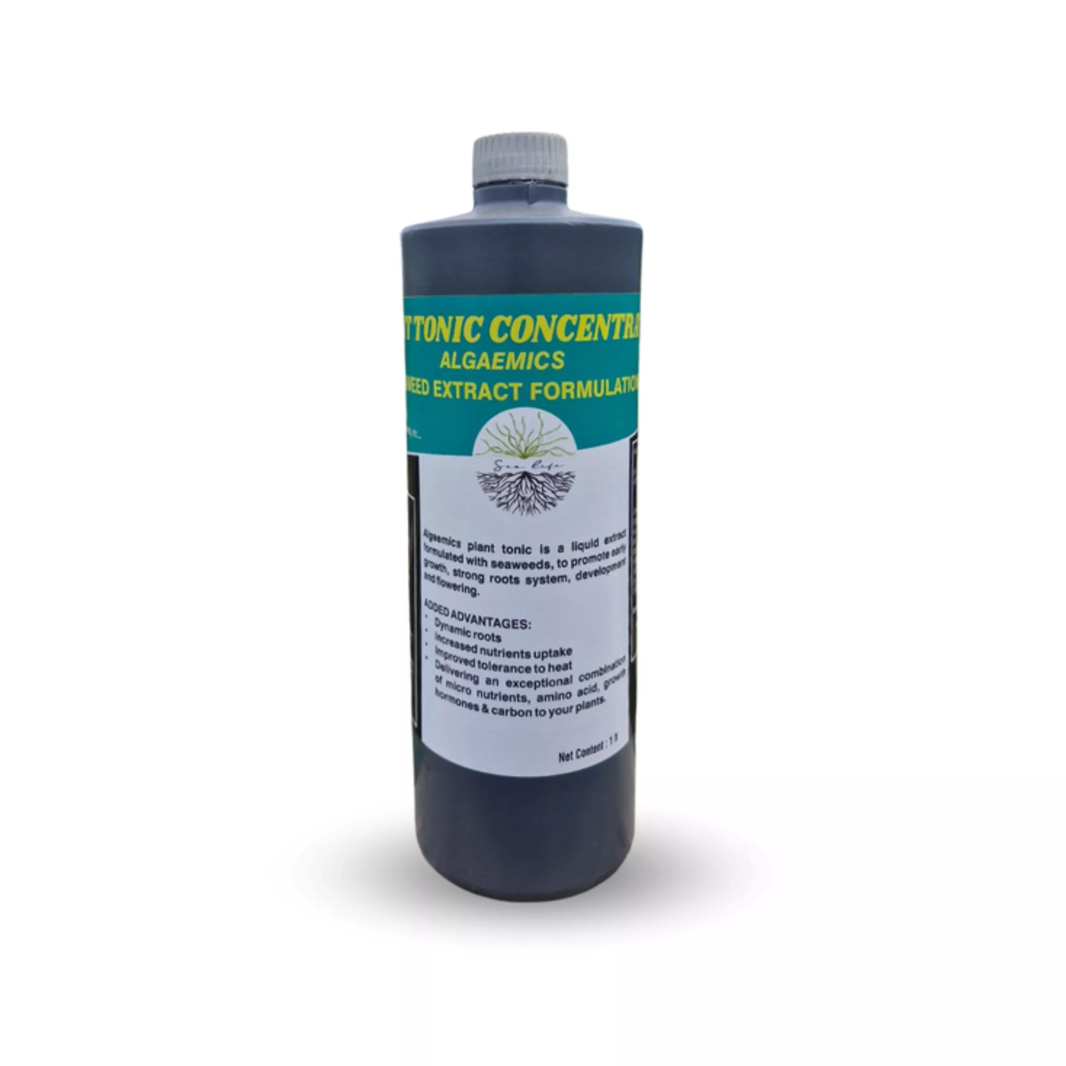 Liquid seaweed biostimulant by SeaLife Organics to promote plant growth and resilience